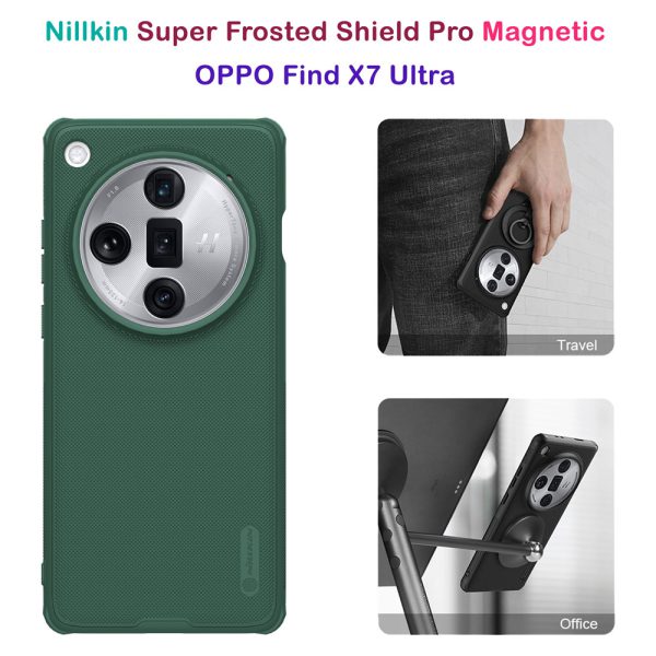 خرید قاب ضد ضربه مگنتی نیلکین Oppo Find X7 Ultra مدل Super Frosted Shield Pro Magnetic