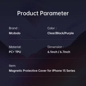 خرید قاب نیمه شفاف مگ سیف iPhone 15 Pro مارک اصلی Mcdodo