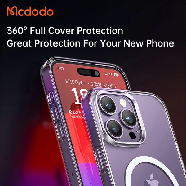خرید قاب نیمه شفاف مگ سیف iPhone 15 Pro مارک اصلی Mcdodo خرید قاب نیمه شفاف مگ سیف iPhone 15 Pro مارک اصلی Mcdodo