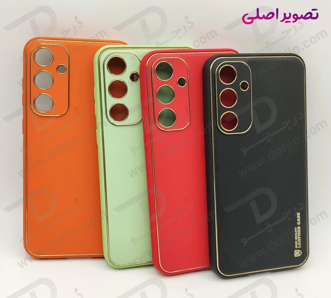 خرید قاب چرمی فریم طلایی محافظ دوربین دار Samsung Galaxy A55