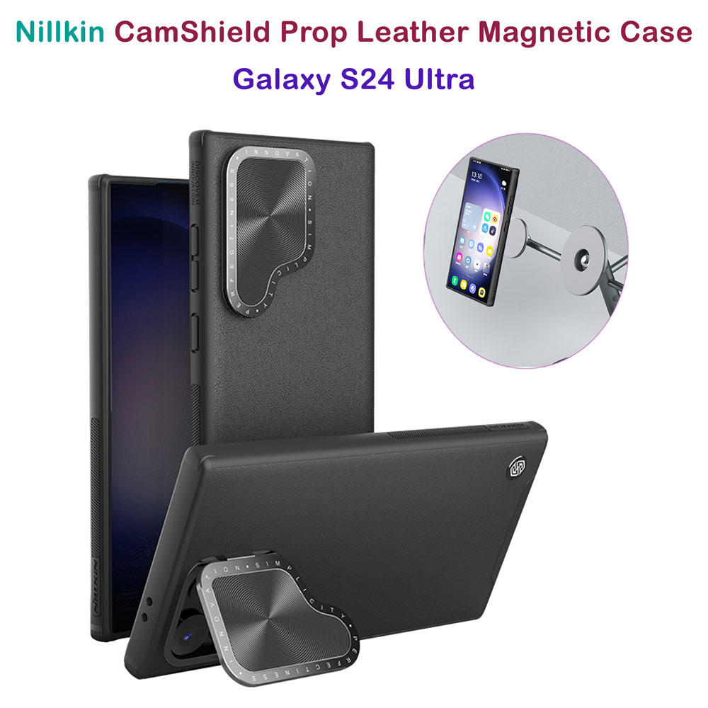 قاب چرمی مگنتی کمرا استند نیلکین Samsung Galaxy S24 Ultra مدل CamShield Prop Leather Magnetic