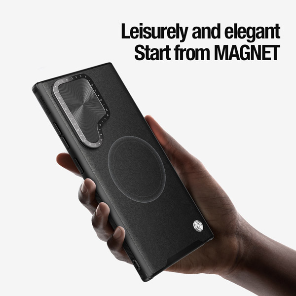 خرید قاب چرمی مگنتی کمرا استند نیلکین Samsung Galaxy S24 Ultra مدل CamShield Prop Leather Magnetic