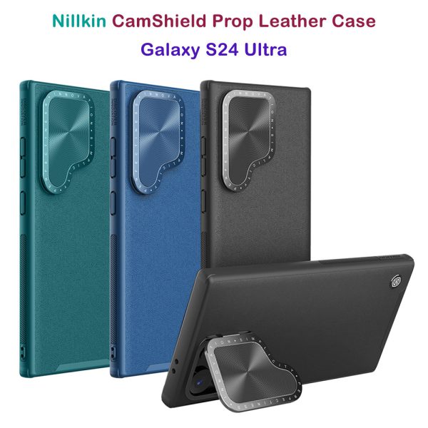 خرید قاب چرمی کمرا استند نیلکین Samsung Galaxy S24 Ultra مدل CamShield Prop Leather