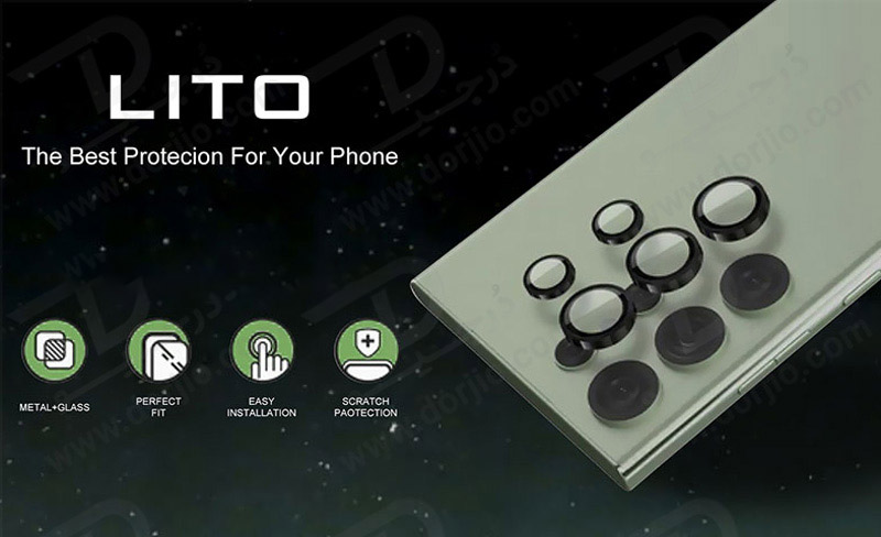 خرید محافظ لنز دوربین رینگی با ابزار نصب Samsung Galaxy S24 Ultra مارک LITO