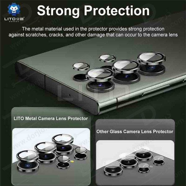 خرید محافظ لنز دوربین رینگی با ابزار نصب Samsung Galaxy S24 Ultra مارک LITO