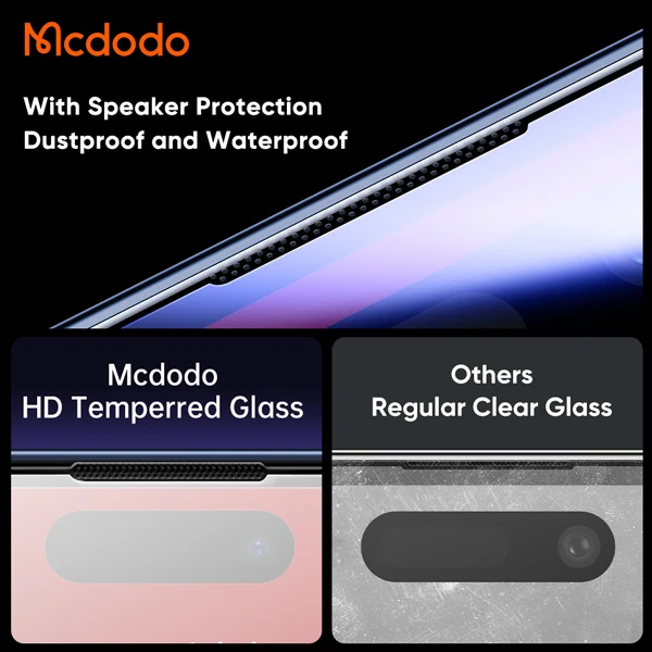 خرید گلس شیشه ای شفاف با ابزار مخصوص نصب iPhone 15 Pro Max مارک اصلی Mcdodo