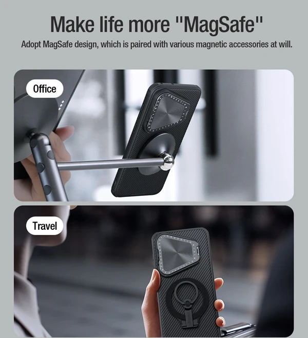 خرید قاب ضد ضربه مگنتی کمرا استند نیلکین Huawei Pura 70 Pro مدل Camshield Prop Magnetic