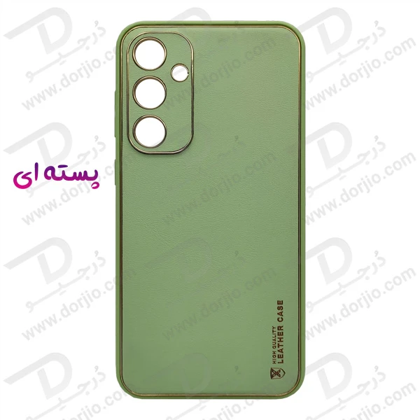 خرید قاب چرمی فریم طلایی محافظ دوربین دار Samsung Galaxy A25