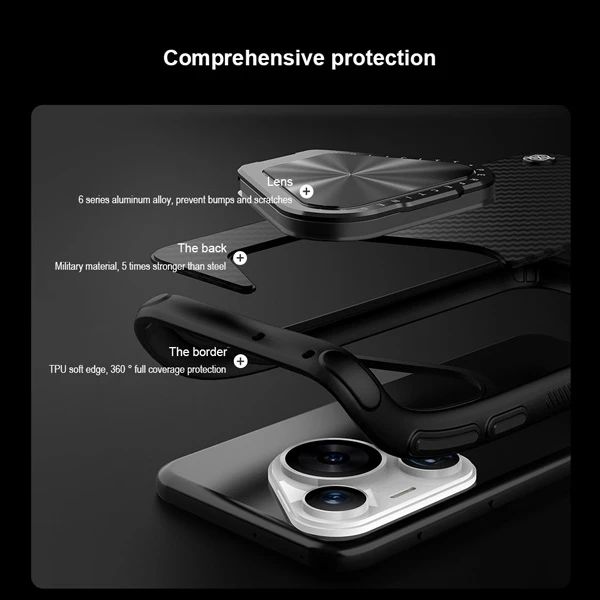 خرید قاب ضد ضربه مگنتی کمرا استند نیلکین Huawei Pura 70 Pro Plus مدل CarboProp Magnetic