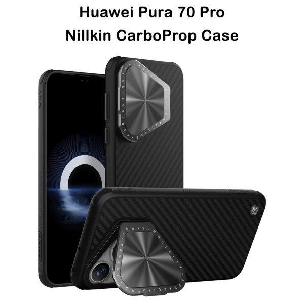 خرید قاب ضد ضربه کمرا استند نیلکین Huawei Pura 70 Pro مدل CarboProp