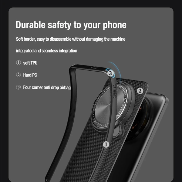 خرید قاب محافظ مگنتی کمرا استند نیلکین Xiaomi 14 Ultra مدل Textured Prop Magnetic