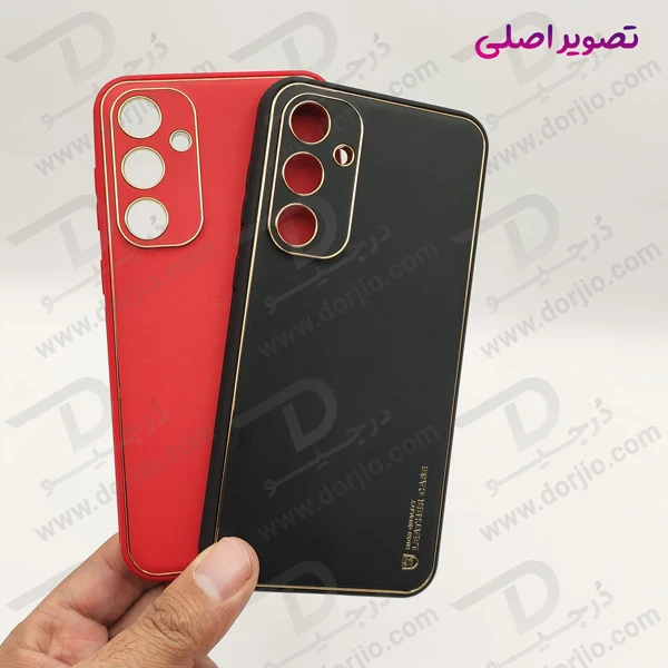 خرید قاب چرمی فریم طلایی محافظ دوربین دار Samsung Galaxy A35