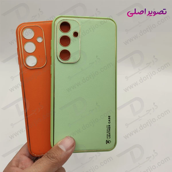 خرید قاب چرمی فریم طلایی محافظ دوربین دار Samsung Galaxy A35