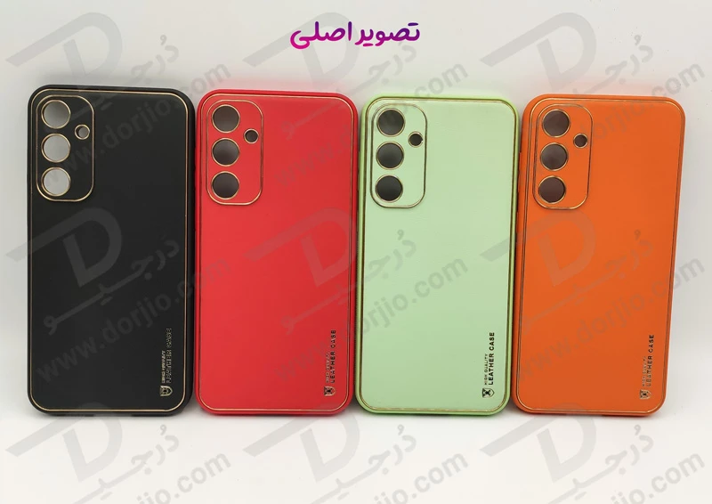 خرید قاب چرمی فریم طلایی محافظ دوربین دار Samsung Galaxy A35