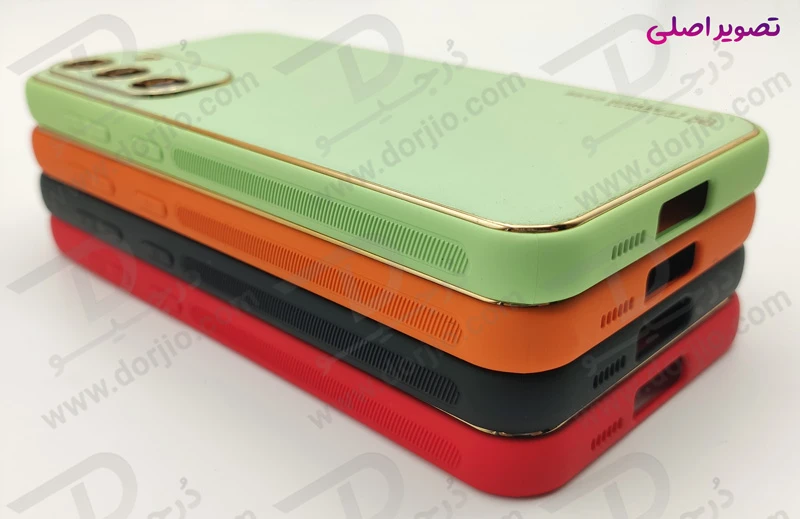 خرید قاب چرمی فریم طلایی محافظ دوربین دار Samsung Galaxy S24 Plus