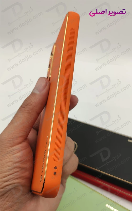 خرید قاب چرمی فریم طلایی محافظ دوربین دار Samsung Galaxy S24 Plus