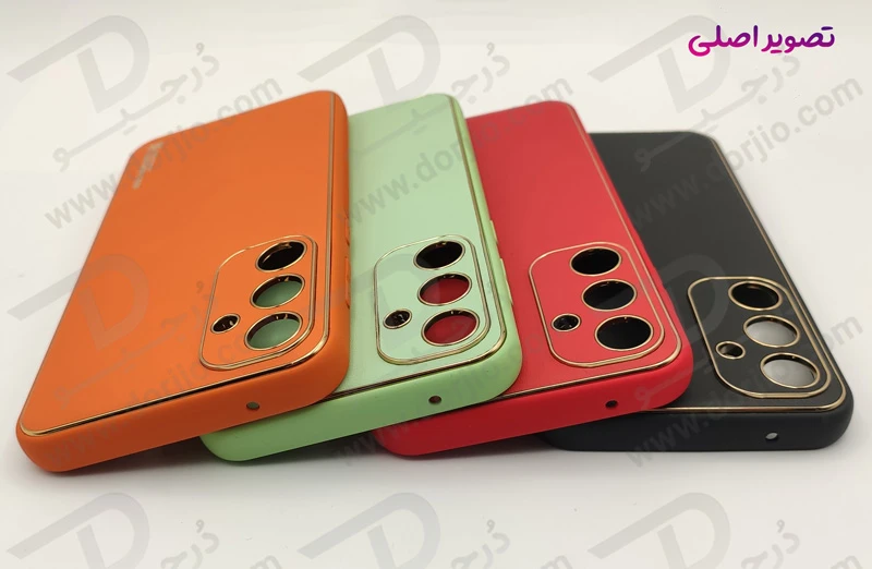 خرید قاب چرمی فریم طلایی محافظ دوربین دار Samsung Galaxy S24 Plus