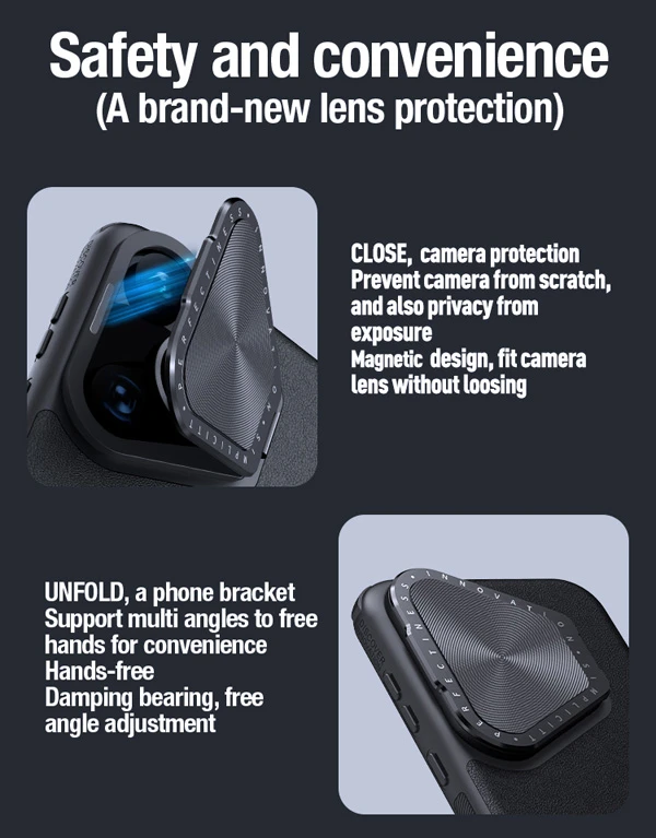 خرید قاب چرمی مگنتی کمرا استند نیلکین Huawei Pura 70 Pro مدل CamShield Prop Leather Magnetic