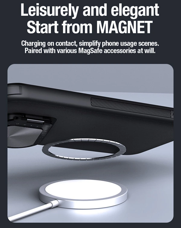 خرید قاب چرمی مگنتی کمرا استند نیلکین Huawei Pura 70 Pro مدل CamShield Prop Leather Magnetic