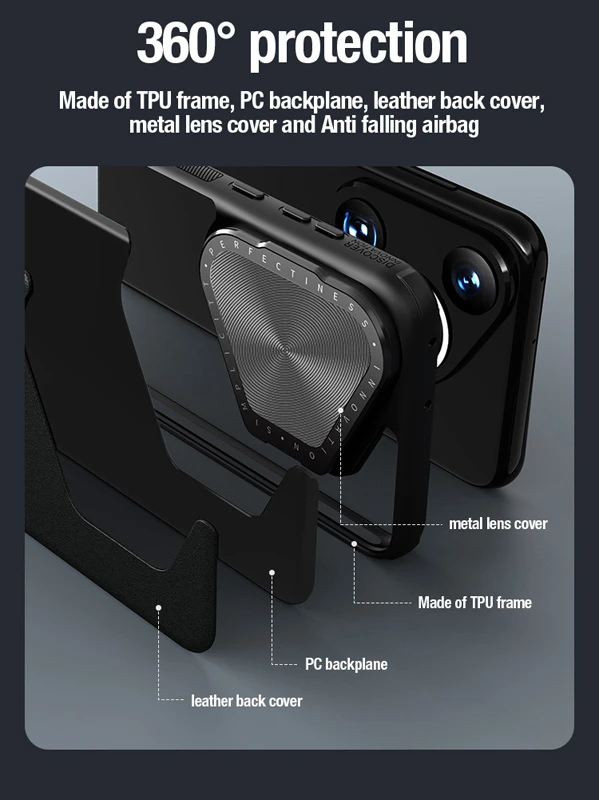 خرید قاب چرمی مگنتی کمرا استند نیلکین Huawei Pura 70 Pro مدل CamShield Prop Leather Magnetic