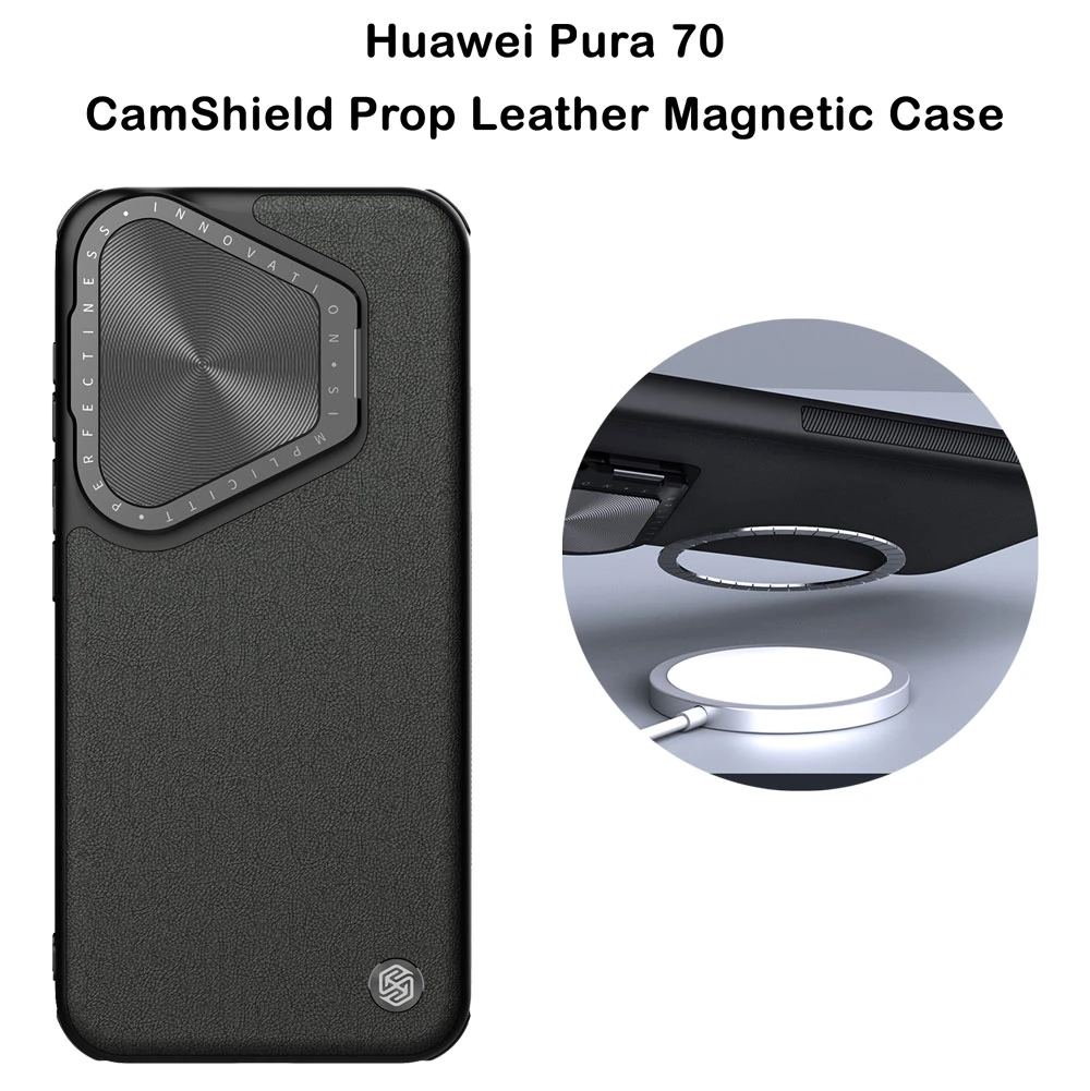 قاب چرمی مگنتی کمرا استند نیلکین Huawei Pura 70 مدل CamShield Prop Leather Magnetic
