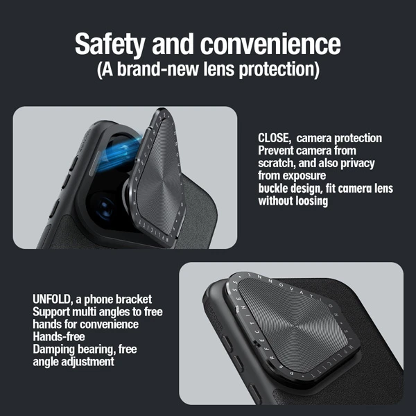 خرید قاب چرمی کمرا استند نیلکین Huawei Pura 70 Pro Plus مدل CamShield Prop Leather