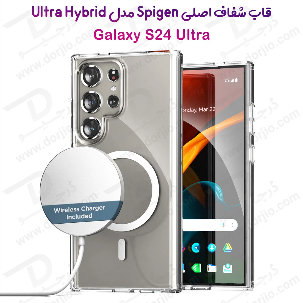 کریستال کاور شفاف Samsung Galaxy S24 Ultra مارک Spigen مدل Neo Hybrid