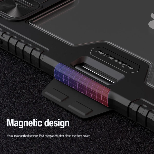 خرید کیف چرمی پشت شفاف ایربگ دار استند تاشو چند زاویه iPad Pro 11 2024 مارک نیلکین مدل Bumper Pro