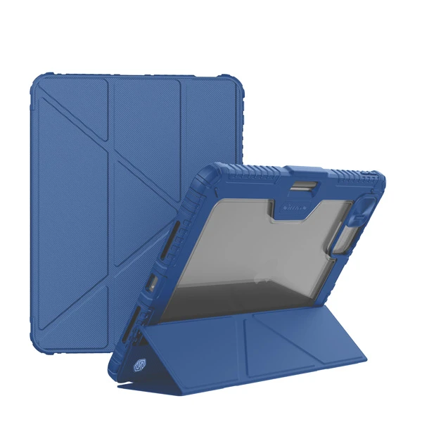 خرید کیف چرمی پشت شفاف ایربگ دار استند تاشو چند زاویه iPad Pro 11 2024 مارک نیلکین مدل Bumper Pro
