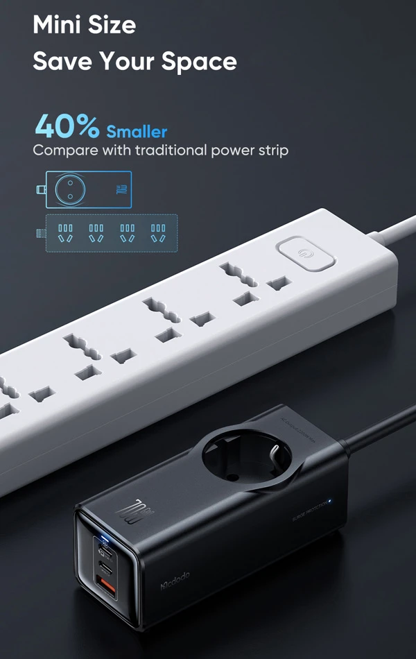 خرید محافظ برق و آداپتور شارژ 70 وات Gan مک دودو مدل Mcdodo CH-4620