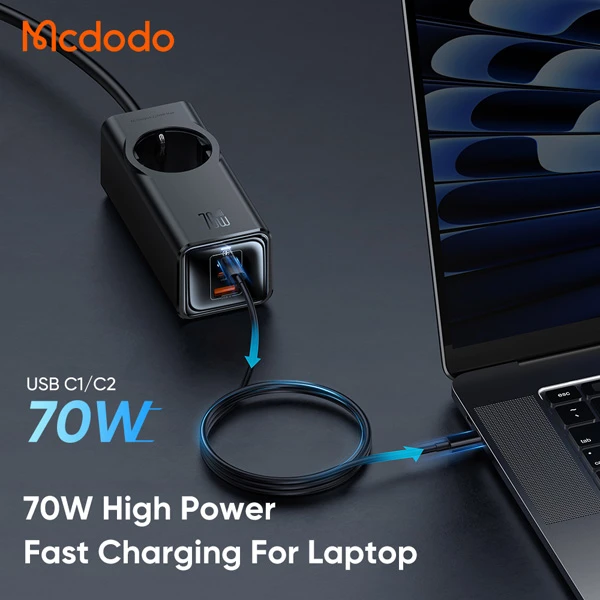 خرید محافظ برق و آداپتور شارژ 70 وات Gan مک دودو مدل Mcdodo CH-4620