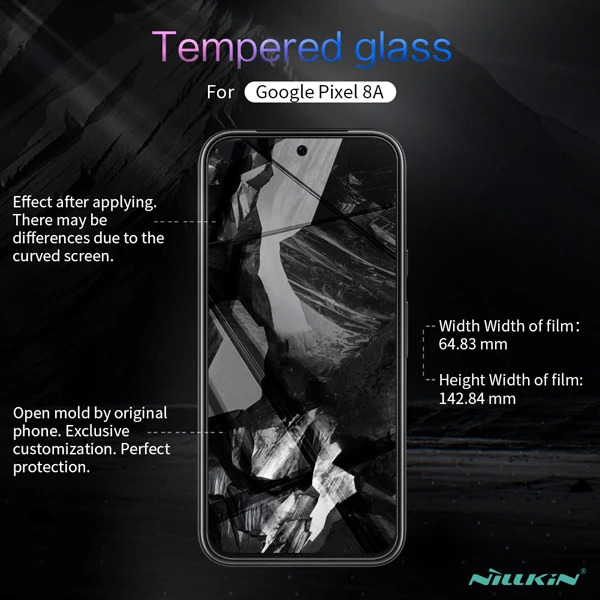 خرید محافظ صفحه نمایش شیشه ای Google Pixel 8a مارک نیلکین مدل H+Pro Anti-Explosion