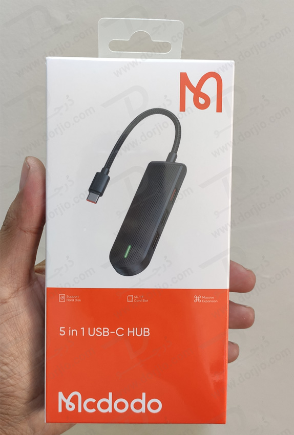 هاب 5 کاره تایپ سی مارک Mcdodo HU-143 با پشتیبانی از کارت حافظه و موبایل
