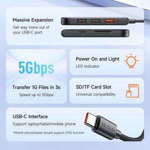 هاب 5 کاره تایپ سی مارک Mcdodo HU-143 با پشتیبانی از کارت حافظه و موبایل