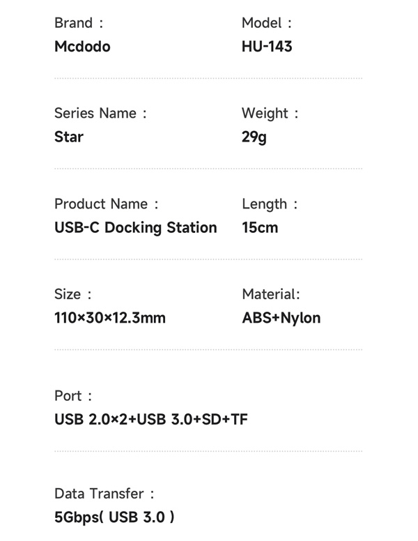 هاب 5 کاره تایپ سی مارک Mcdodo HU-143 با پشتیبانی از کارت حافظه و موبایل