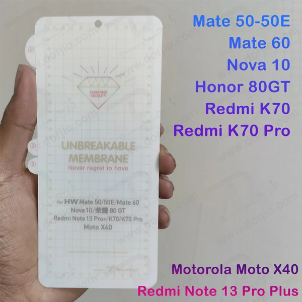 خرید نانو برچسب هیدوروژل شفاف صفحه نمایش Xiaomi Redmi Note 13 Pro Plus مدل Unbreakable Hydrogel