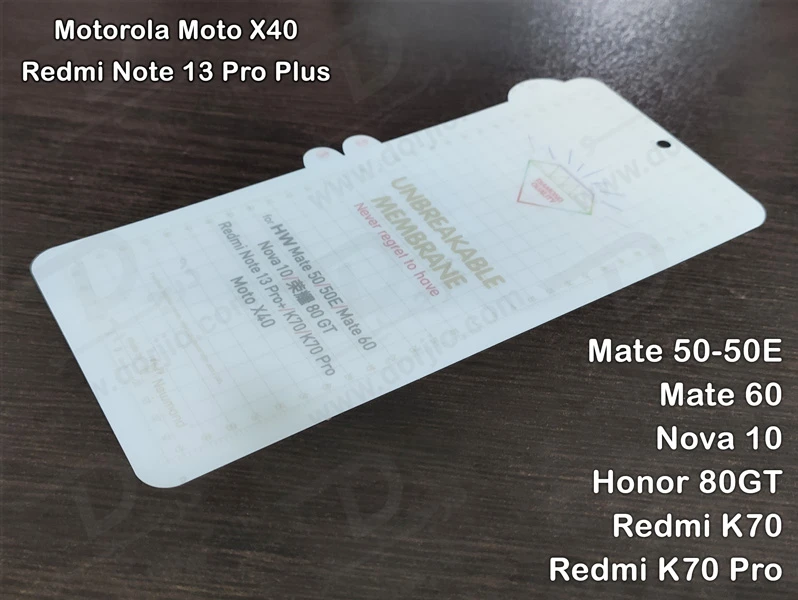 خرید نانو برچسب هیدوروژل شفاف صفحه نمایش Xiaomi Redmi Note 13 Pro Plus مدل Unbreakable Hydrogel