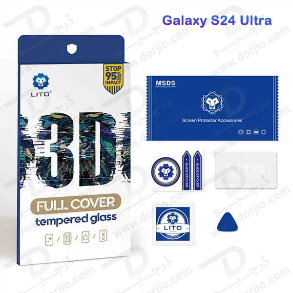 خرید گلس شیشه ای Samsung Galaxy S24 Ultra مارک LITO مدل 3D Full Cover