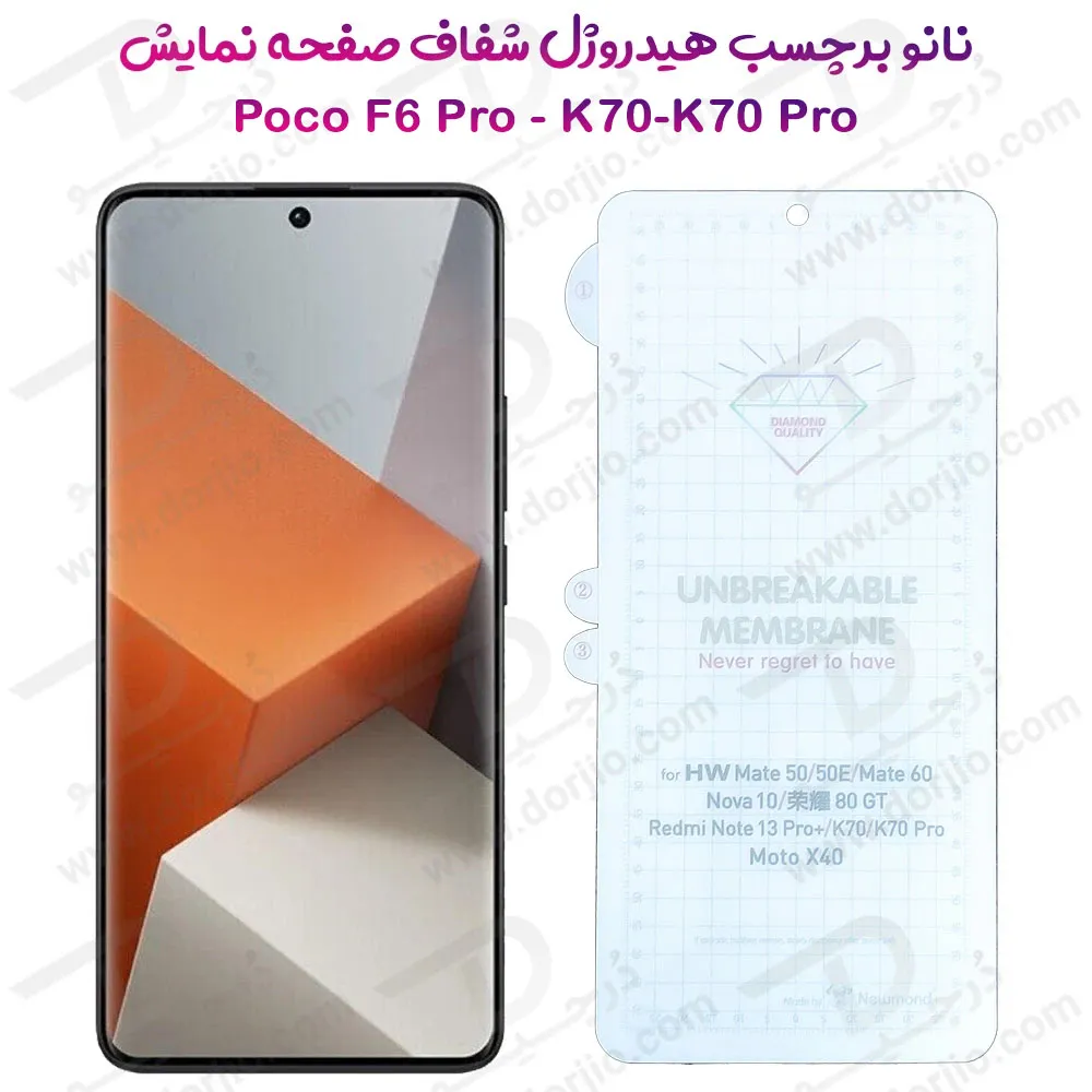 خرید نانو برچسب هیدوروژل شفاف صفحه نمایش Xiaomi Poco F6 Pro مدل Unbreakable Hydrogel (1)