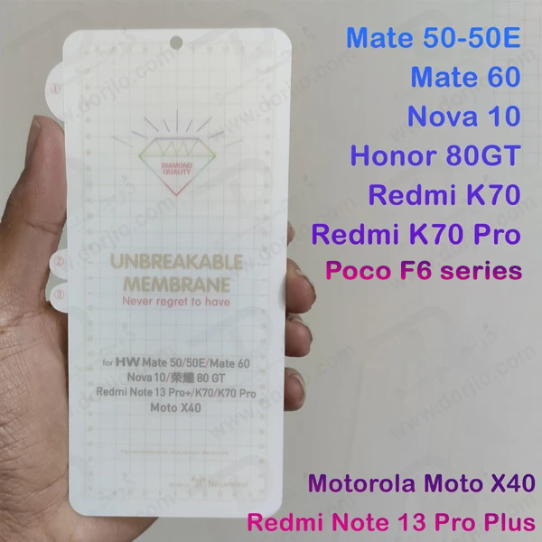 خرید نانو برچسب هیدوروژل شفاف صفحه نمایش Xiaomi Poco F6 Pro مدل Unbreakable Hydrogel