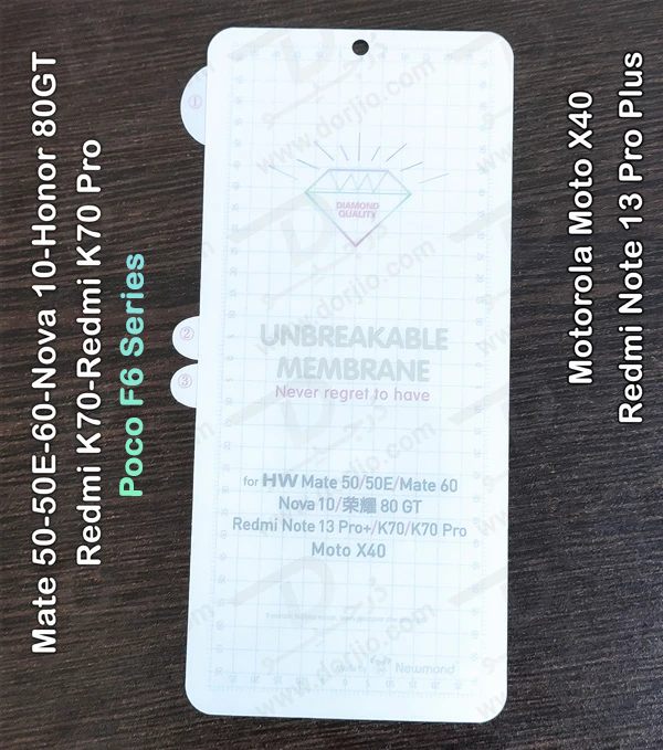 خرید نانو برچسب هیدوروژل شفاف صفحه نمایش Xiaomi Poco F6 Pro مدل Unbreakable Hydrogel