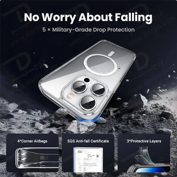 خرید کریستال کاور شفاف مگ سیف iPhone 14 Pro مارک XUNDD مدل Ice