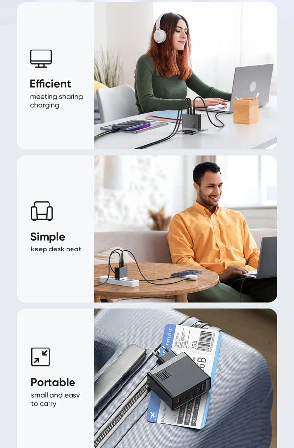 خرید شارژر دیواری 4 پورت 100W با کابل 2 متری Type-C مک دودو مدل Mcdodo CH-5141