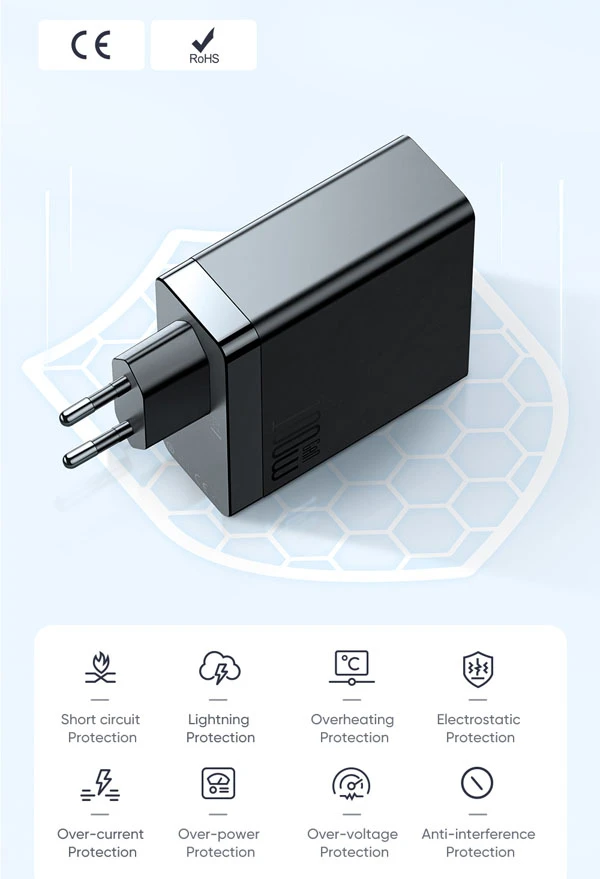 خرید شارژر دیواری 4 پورت 100W با کابل 2 متری Type-C مک دودو مدل Mcdodo CH-5141