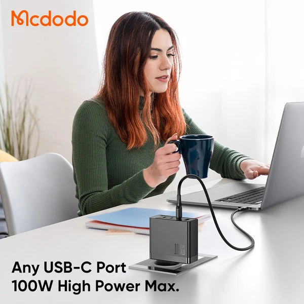 خرید شارژر دیواری 4 پورت 100W با کابل 2 متری Type-C مک دودو مدل Mcdodo CH-5141