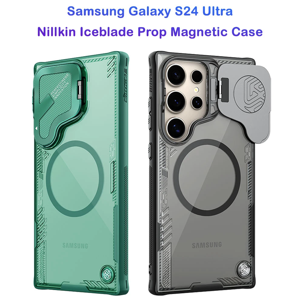 خرید قاب کریستالی مگنتی کمرا استند نیلکین Samsung Galaxy S24 Ultra مدل Iceblade Prop Magnetic