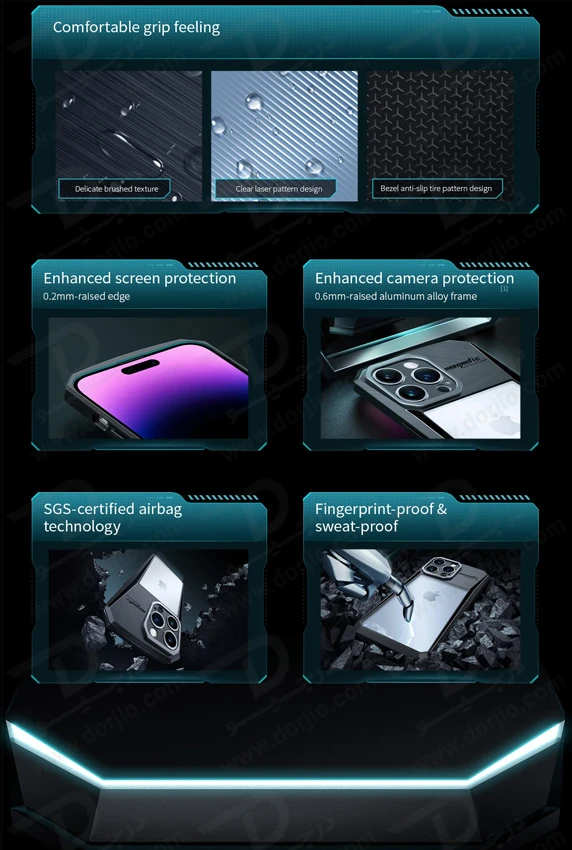 خرید گارد ضد ضربه پشت مات iPhone 15 Pro مارک XUNDD مدل Cyber