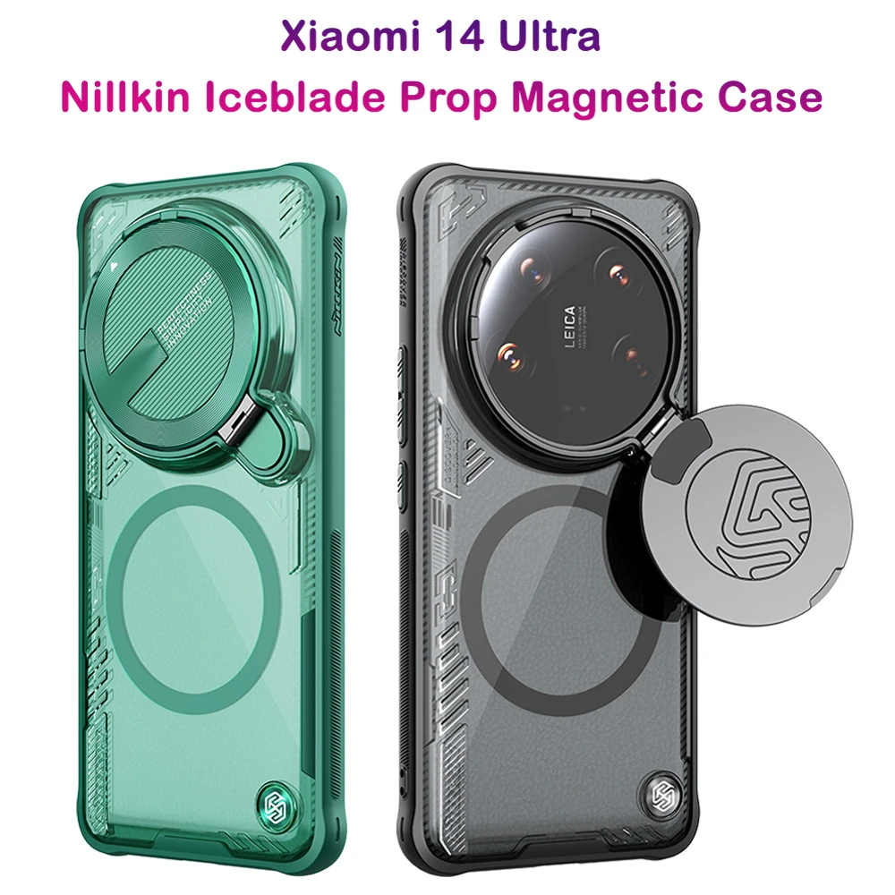 خرید قاب کریستالی مگنتی کمرا استند نیلکین ویژه Xiaomi 14 Ultra مدل Iceblade Prop Magnetic