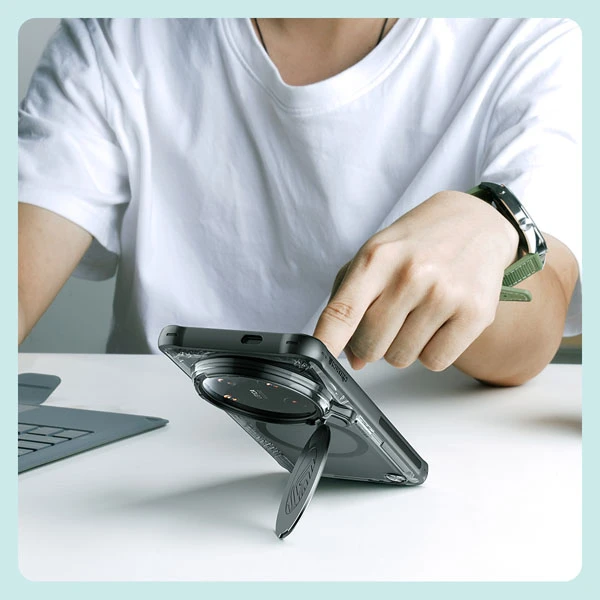 خرید قاب پشت کریستال کمرا استند نیلکین ویژه Xiaomi 14 Ultra مدل Iceblade Prop Magnetic