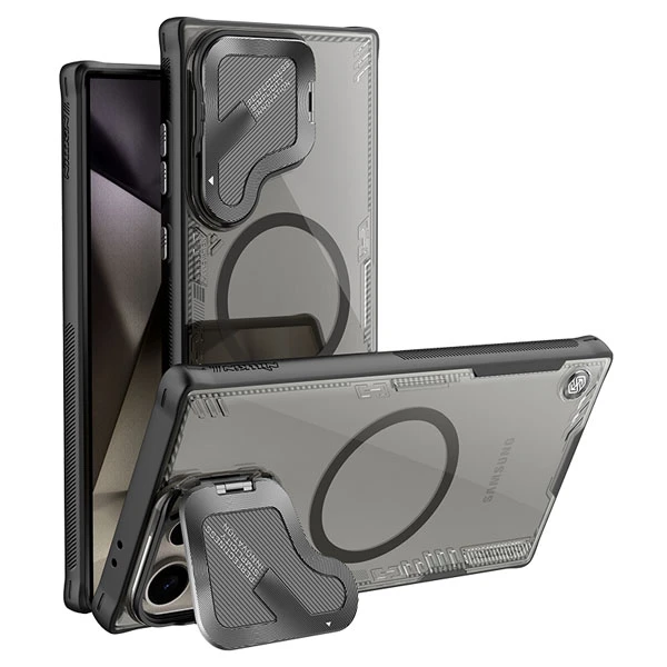 خرید قاب کریستالی مگنتی کمرا استند نیلکین ویژه Samsung Galaxy S24 Ultra مدل Iceblade Prop Magnetic